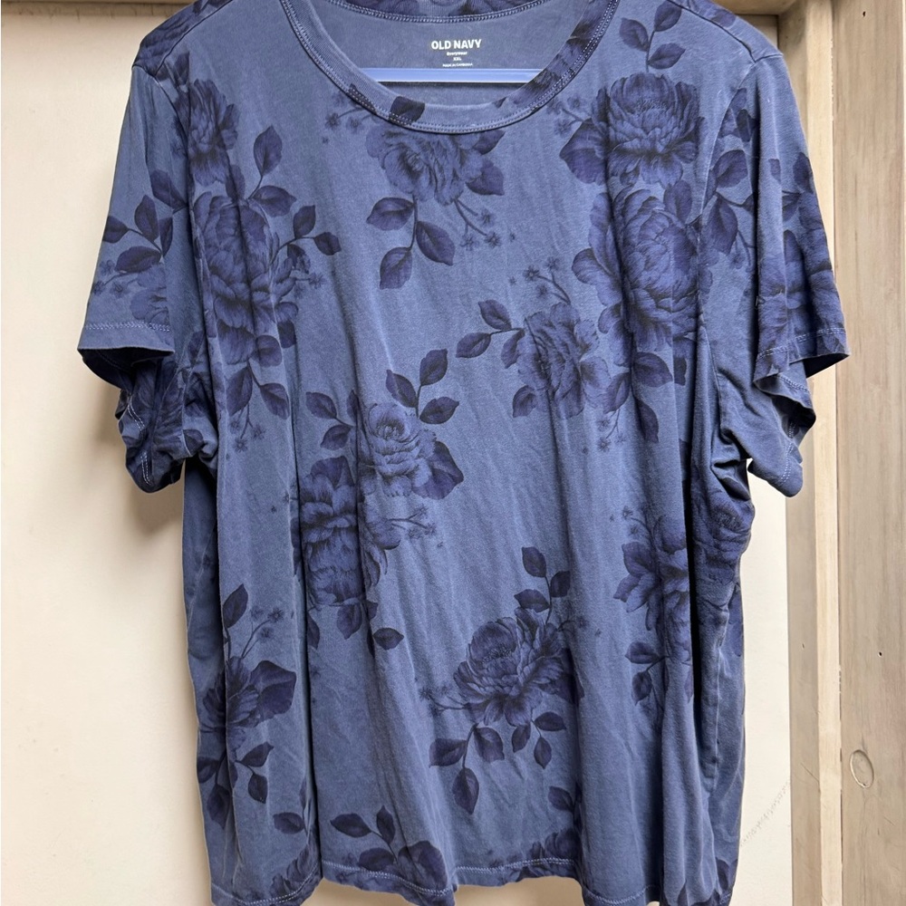 Old Navy EveryWear Blue Floral Tee